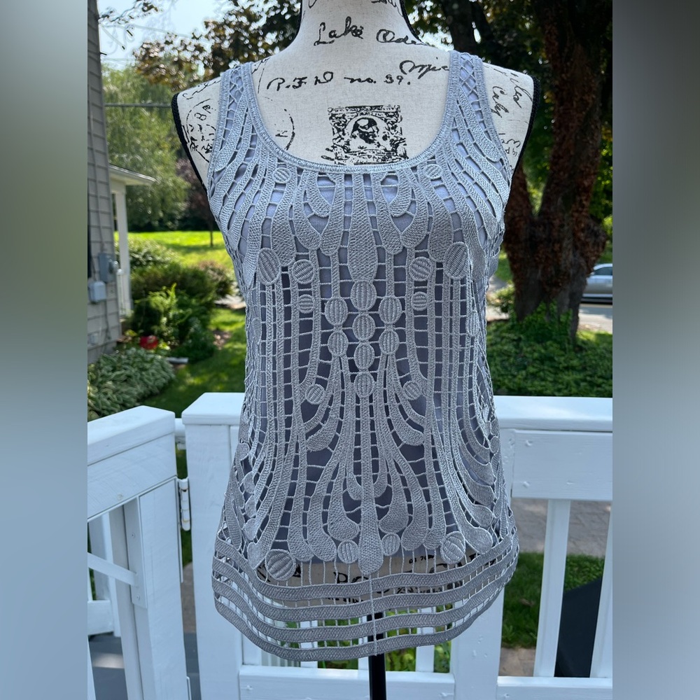 Express Grey/Silver Lace Tank Top Sz Small